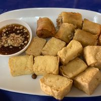 Tofu and spring rolls. Excellent. Best spring rolls ever!  at Vegetarian House  in Phuket