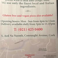 Menu  at PizzAmore in Cork