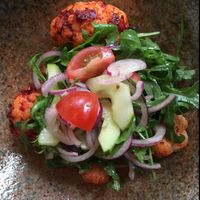 cauliflower and chickpea salad main. the chickpeas are underneath at Chinaskis in Glasgow