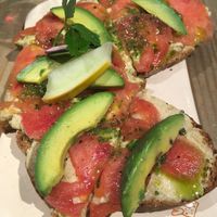 Avocado tomato and hummus toast at Le Pain Quotidien - Posadas in Buenos Aires