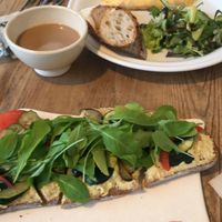 Roast vege toast with hummus and spirulina tahini dressing   at Le Pain Quotidien - Shibakouen in Tokyo