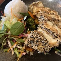 Sesame tofu with vegetables in Hoisinsauce   at Chay Umi in Berlin