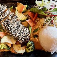 Vegan duck in mild red curry sauce.  at Chay Umi in Berlin