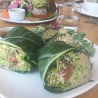Living burrito with ceasar salad on side at Living Kitchen in Raleigh