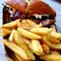 Hot Rueben sandwich. at The Cornish Vegan in Truro