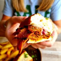 Hot Reuben sandwich. at The Cornish Vegan in Truro