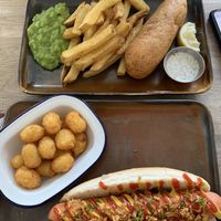 Banana blossom and a hotdog at The Cornish Vegan in Truro
