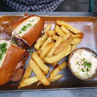 Reuben, skin-on fries and coleslaw at The Cornish Vegan in Truro