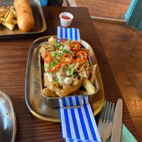 Vegan Poutine - very jammy! at The Cornish Vegan in Truro