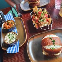 Reuben sandwich, poutine, kimchi and coleslaw   at The Cornish Vegan in Truro