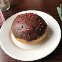 Chocolate mousse donut  at The Cornish Vegan in Truro