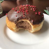 Chocolate mousse donut   at The Cornish Vegan in Truro