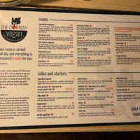 Menu in August 2022  at The Cornish Vegan in Truro