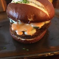 Vegan cheese burger with good sauce  at The Cornish Vegan in Truro