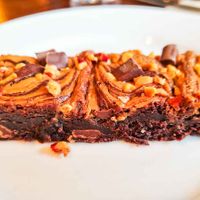 Epic chocolate and peanut butter swirl brownie at The Cornish Vegan at The Cornish Vegan in Truro
