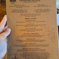 Evening menu at The Cornish Vegan in Truro