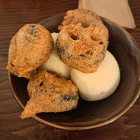 Deep fried Oreos with vanilla ice-cream  at The Cornish Vegan in Truro