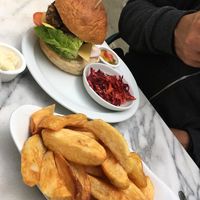 burger and chips at The Cornish Vegan in Truro