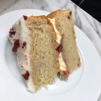 strawberry and vanilla cake at The Cornish Vegan in Truro