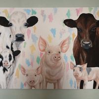 Vegan artwork on the walls at The Cornish Vegan in Truro