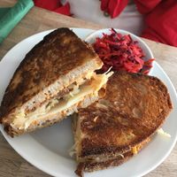 Reuben sandwich with seitan pastrami at The Cornish Vegan in Truro