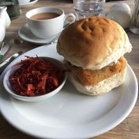 Fried ‘fish’ bap at The Cornish Vegan in Truro