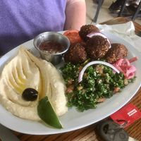 Falafel with tabbouli and hummus at Waffa and Mikes in Jacksonville