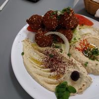 Falafel platter with Baba Ganouge and Hummous at Waffa and Mikes in Jacksonville