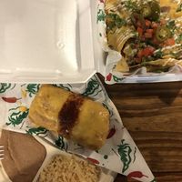 Nachos norteños and Chimichanga at El Palote Panaderia in Dallas