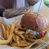 Tofu burger at Mango y Chile in Bacalar