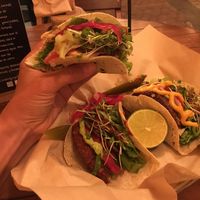 3 tacos all different and delicious  at Mango y Chile in Bacalar