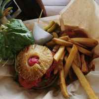 Maya burger at Mango y Chile in Bacalar