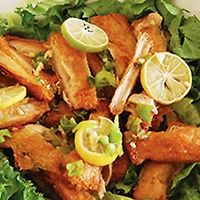 Vegan chicken at Loving Hut in Cotonou