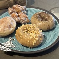 Jelly, French toast, coffee donuts, peach fritter   at Mighty-O Donuts - Ballard in Seattle