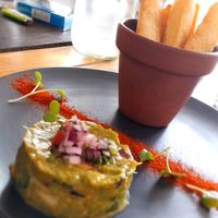 Casava chips with guacamole at Nagev in Evandale