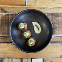 Mushroom arancinis  at Nagev in Evandale