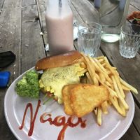 Breakfast Burger with hash browns & avo. How good is this!! 😍😍 at Nagev in Evandale