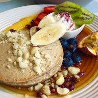Buckwheat pancakes at Mr Black Juicery in Berwick