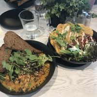 Chickpea curry and a nacho bowl at Mr Black Juicery in Berwick