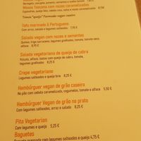 Menu at Ateliê 47 in Silves