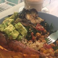 Buddha bowl and chai latte 🌱 at Paradise Plantbased in North West London