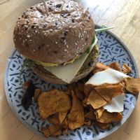 Chickpea burger   at All You Eat is Love in Barcelona