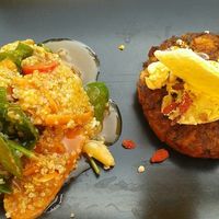 Vegan burger + quinoa at All You Eat is Love in Barcelona