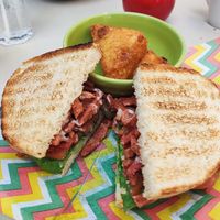 Bacon sandwich with hash browns at Pico Lounge in Glossop