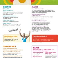 Vegan menu at Pico Lounge in Glossop