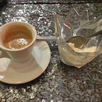 vegan sorbett and of course espresso! at Pizzeria Pasta Da Nando in Perpignan