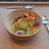 cucumber rose sorbet  at EVO Restaurant and Bar in Portland