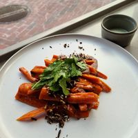 Carrots with dates and Jalapeño puree at EVO Restaurant and Bar in Portland