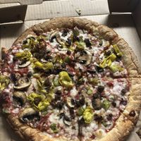 Yummmm vegan with gluten free crust  at Pablo's Pizza in Grand Junction