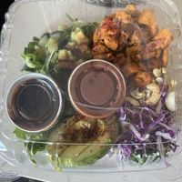 Spicy Buddha bowl to go - not pictured is the rice and chickpea  at 49th State Brewing Co in Anchorage